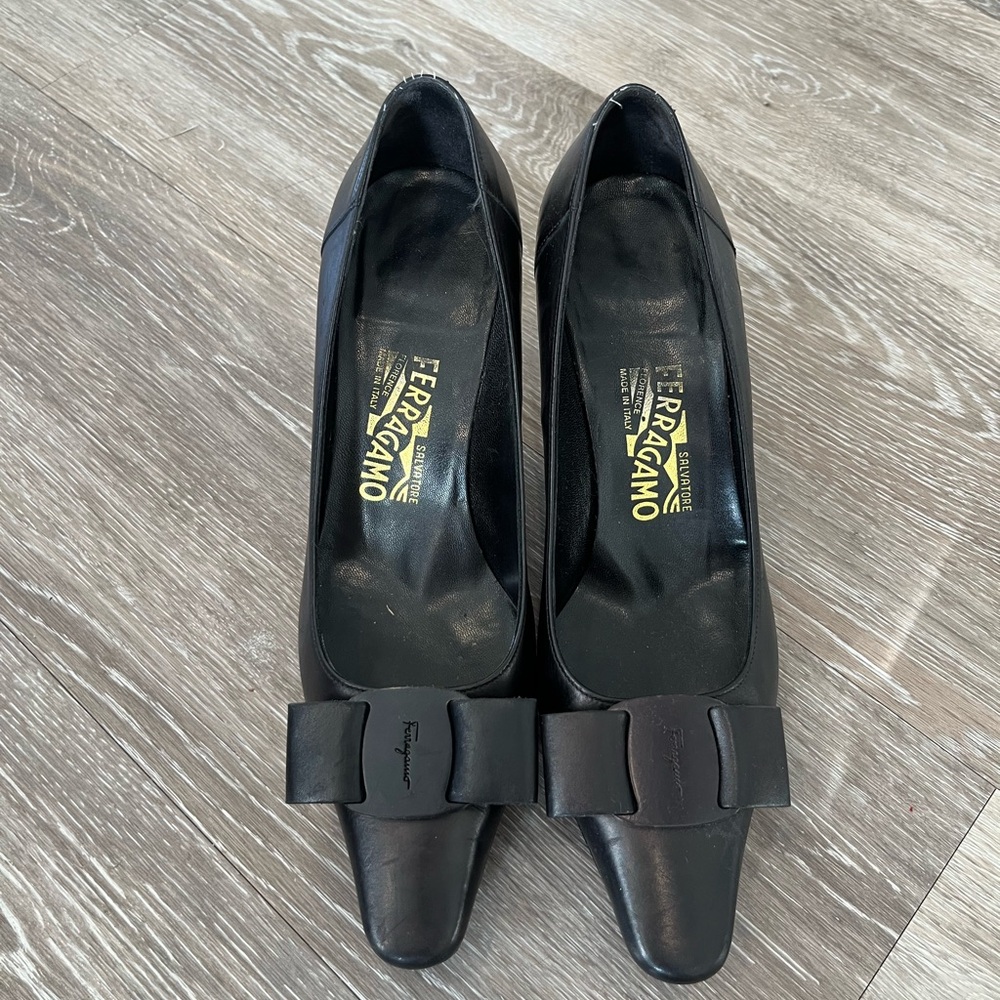Salvatore Ferragamo Black Bow Heels